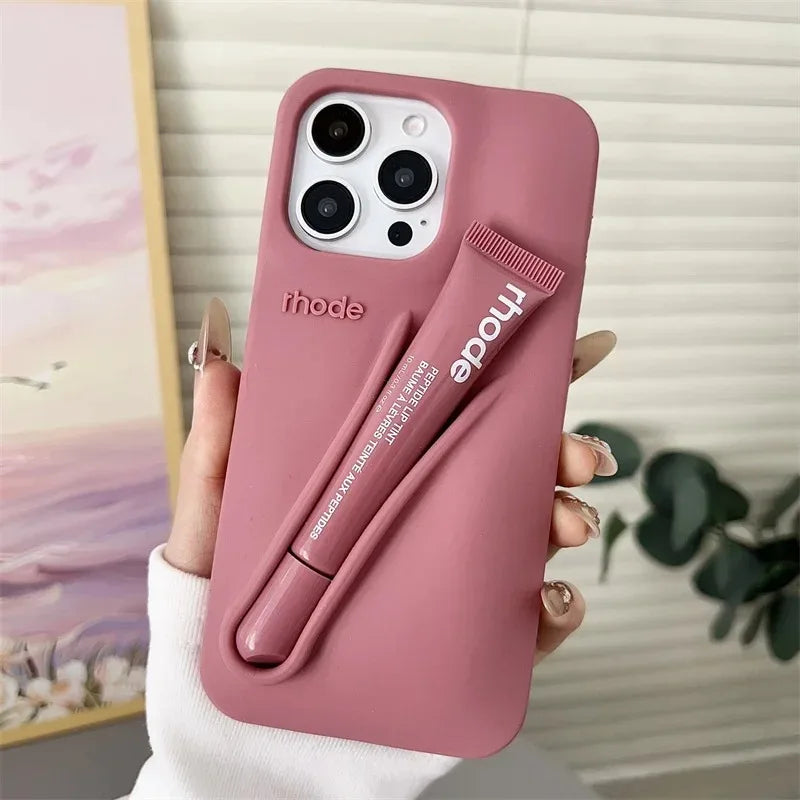 Brand Soft Silicone Case for IPhone17 16 15 14 13 12 11 Pro Max Plus Air Lipstick Portable Phone Case Without Lip Gloss and Box