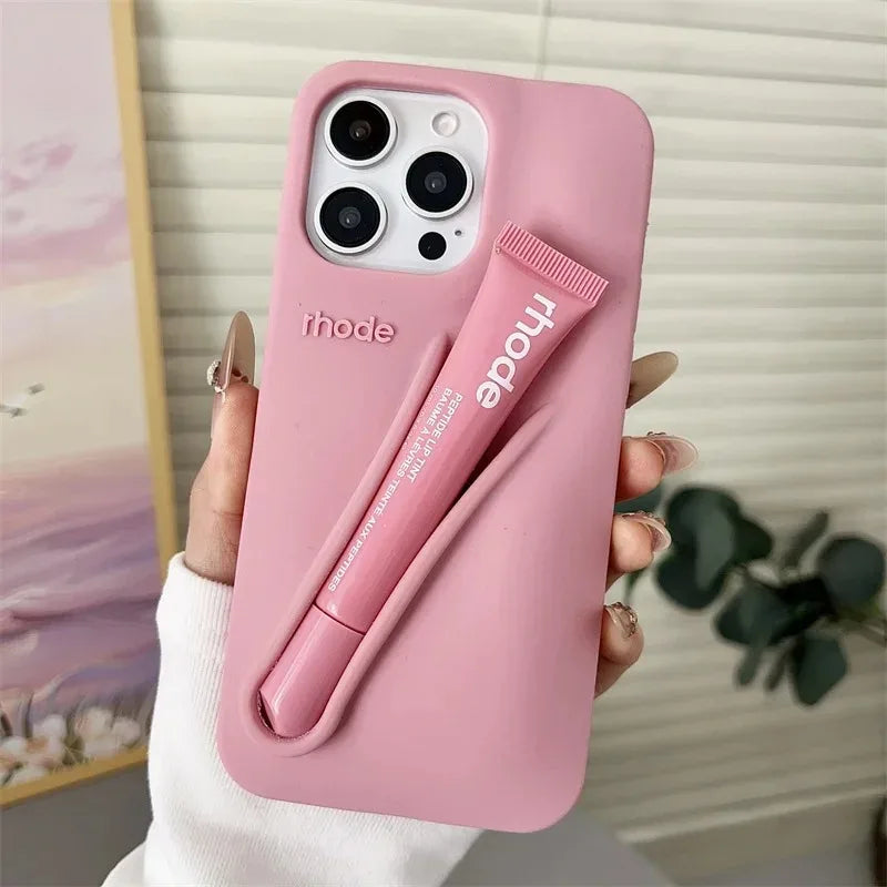 Brand Soft Silicone Case for IPhone17 16 15 14 13 12 11 Pro Max Plus Air Lipstick Portable Phone Case Without Lip Gloss and Box