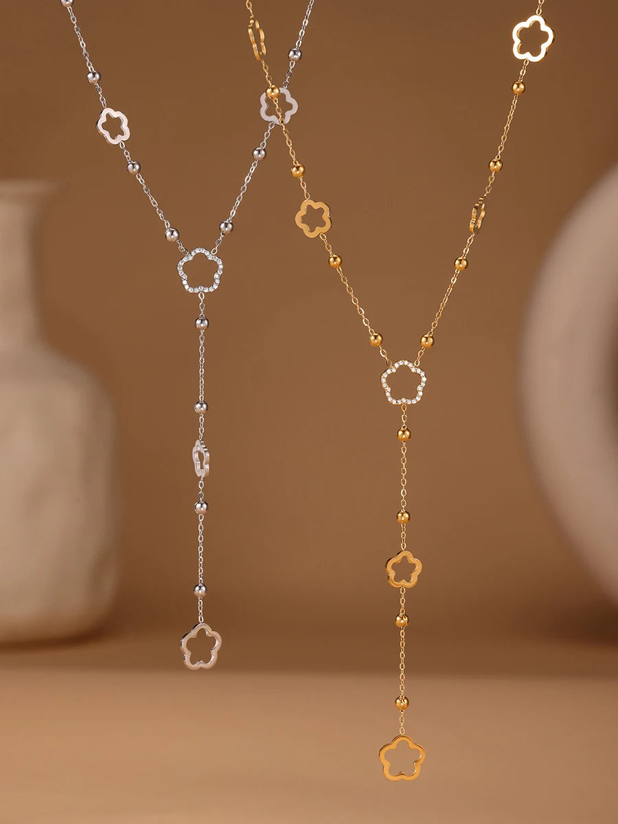 Collier Long Premium en Acier Inoxydable – Pendentif Goutte Style Y Tendance Étanche pour Femme & Fille